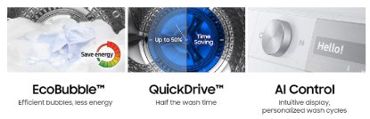 Perilica rublja SAMSUNG WW90T854DBT/S7, 9 kg, 1400 o/min, Inverter, QuickDrive, Eco Bubble, energetski razred A, bijela