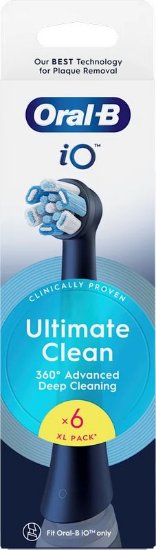 Zamjenske glave četkice za zube ORAL-B iO Ultimate Clean Black, 6 kom, crna