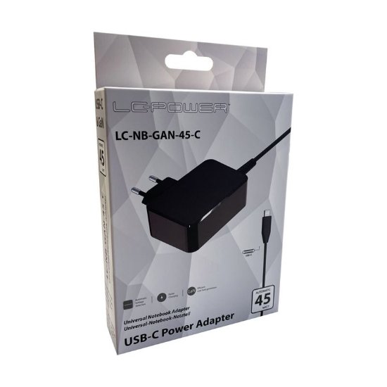 Punjač za laptop LC POWER LC-NB-GAN-45-C, USB-C, 45W, univerzalni