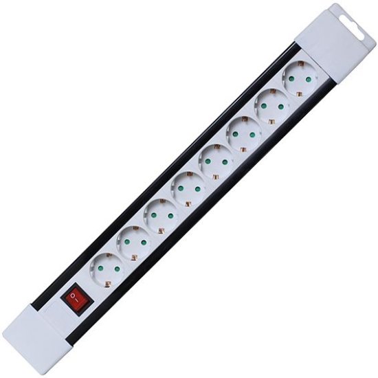 Naponska letva HOME, 8 utičnica, prekidač, 1,0mm2, 2m, bijeli