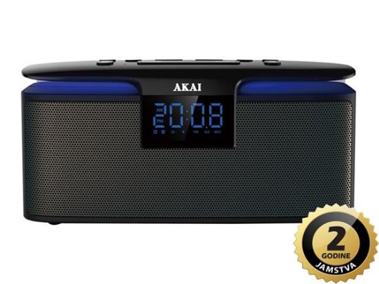 Digitalna budilica AKAI ABTS-M10, FM radio, BT, HandsFree, USB, microSD, baterija, svjetlo, crna