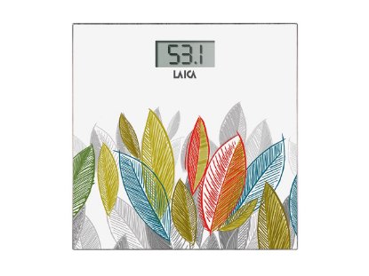 Osobna vaga LAICA PS1076 W, digitalna, 180 kg, staklo, bijela sa šarenim listovima