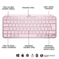 Tipkovnica LOGITECH MX Keys mini, bežična, BT, roza
