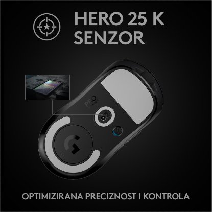 Miš LOGITECH Pro X Superlight, bežični, optički, 25600dpi, crni, USB
