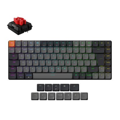 Tipkovnica KEYCHRON K3, RGB, Milk POM Red Switch, UK Layout, bežična, crna