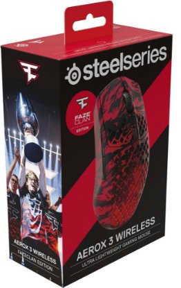 Miš STEELSERIES Aerox 3 Wireless Faze Clan, RGB, optički, bežični, BT,18000dpi, crno-crveni
