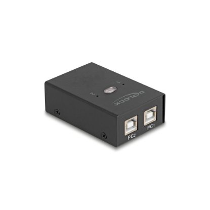 Razdjelnik DELOCK, USB-A switch, 4 uređaja na 2 PC-a, crni