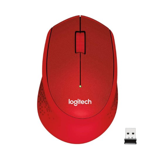 Miš LOGITECH M330 Silent Plus, optički, 1000dpi, bežični, crveni, USB