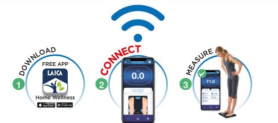 Osobna vaga LAICA PS7005, digitalna, 180 kg, Smart, BT, vaga koja mjeri kompoziciju tijela, srebrna