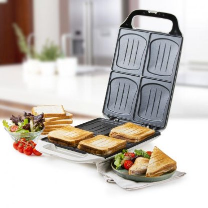Toster DOMO DO9064C, aparat za sendviče XXL, 1800 W, 4 tosta, bijeli