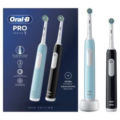 Električna četkica za zube ORAL-B Pro series 1, duopack, crna i plava