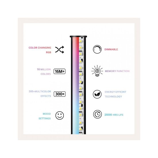 LED podna svjetiljka KSIX SmartLED, kutna, 140cm, 12W, 450 lumena, daljinski, WiFi