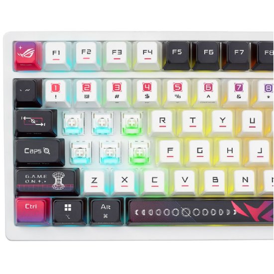 Tipkovnica ASUS ROG Azoth X, RGB, mehanička, ROG NX switch, bežična, US Layout, crno-bijela, USB