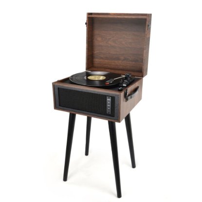 Gramofon AKAI ATT-101BT, USB, SD, BT, ugrađeni zvučnici, koža, drvene noge, smeđi