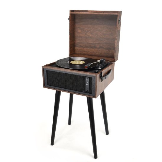 Gramofon AKAI ATT-101BT, USB, SD, BT, ugrađeni zvučnici, koža, drvene noge, smeđi