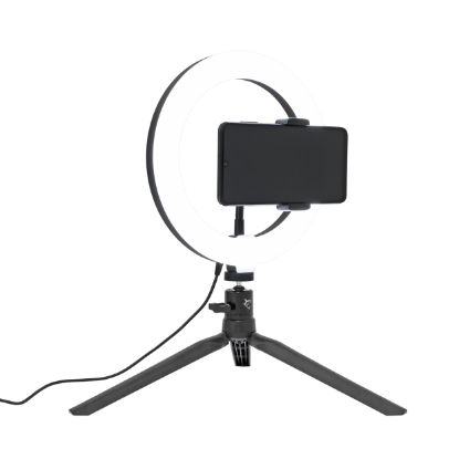 Selfie tripod WHITE SHARK, MOONLIGHT, s svjetlosnim prstenom, 20 cm, crni