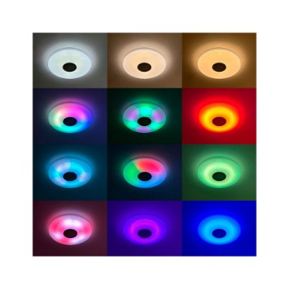 Stropna svjetiljka KSIX Aura, zvučnik 5 W, RGBIC+CCT, 49cm