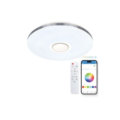 Stropna svjetiljka KSIX Aura, zvučnik 5 W, RGBIC+CCT, 49cm