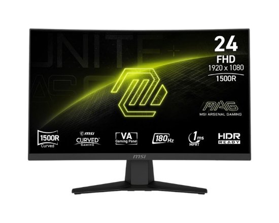 Gaming monitor 23.6" MSI MAG 244C, FHD, VA, 180Hz, 1ms, 250cd/m2, zakrivljeni, crni
