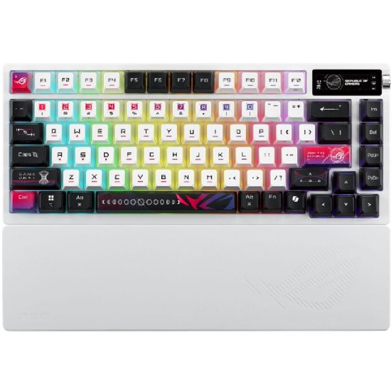 Tipkovnica ASUS ROG Azoth X, RGB, mehanička, ROG NX switch, bežična, US Layout, crno-bijela, USB