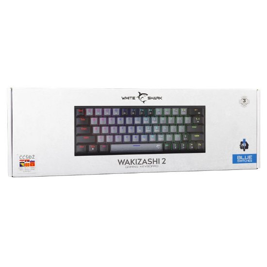 Tipkovnica WHITE SHARK GK-002722V2 Wakizashi-2, RGB, plavi switch, mehanička, UK/HR, crno-siva