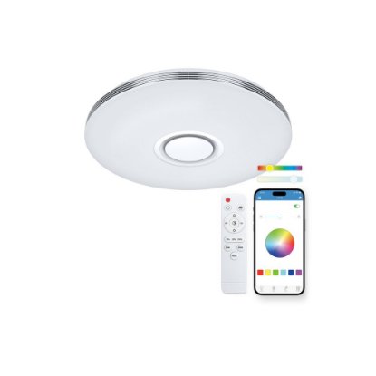 Stropna svjetiljka KSIX Aura, zvučnik 5 W, RGBIC+CCT, 49cm