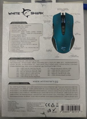 IZLOŽBENI - Miš WHITE SHARK Azarah, 6400dpi, optički, žičani, plavi