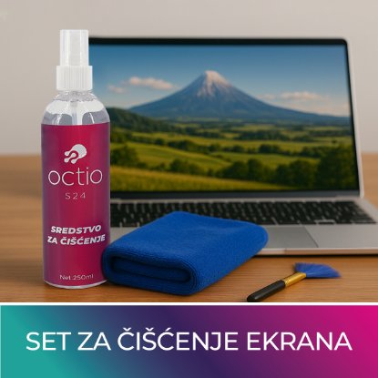 Sredstvo za čišćenje OCTIO S24, za čišćenje ekrana, krpica, četkica