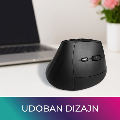 Miš OCTIO Ergo V100W, optički, bežični, BT,4000dpi, crni