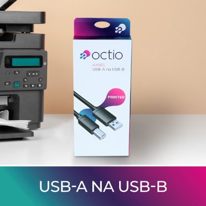 Kabel OCTIO USB-A (M) na USB-B (M), za printer, crni, 1.8m