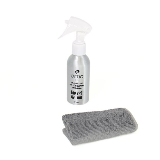 Sredstvo za čišćenje OCTIO S12, za ekrane, mikrofiber rukavica, sprej, 120ml