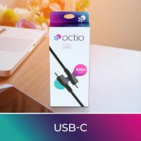 Kabel OCTIO USB-C (M) na USB-C (M), 100W, crni, 2m