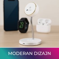 Kućni punjač OCTIO Volta Omnis, 4u1, 15W, za smartphone, AirPods, Apple Watch, svjetiljka, bežični, bijeli