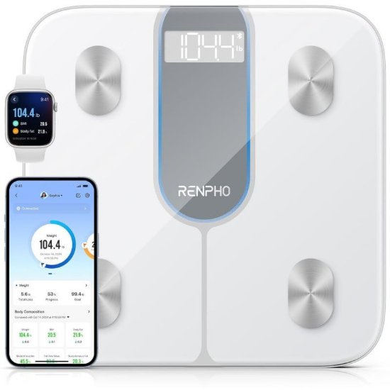 Pametna vaga RENPHO Elis 1C, BT, mjeri težinu, indeks tjelesne mase, masno tkivo, mišićnu masu, crna