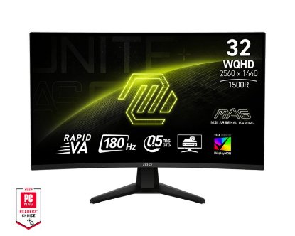 Gaming monitor 31.5" MSI MAG 32CQ6F, WQHD, VA, 180Hz, 1ms, 400cd/m2, FreeSync, zakrivljeni, crni