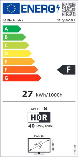IZLOŽBENI - LED TV 32" LG 32LQ63006LA, Smart TV, FHD, DVB-T2/C/S2, HDMI, Wi-Fi, USB, BT, energetski razred F