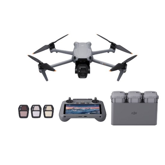 Dron DJI Air 3S Fly More Combo (DJI RC 2), 4K UHD kamera, 3-axis gimbal, vrijeme leta do 45min, upravljanje daljinskim upravljačem, sivi