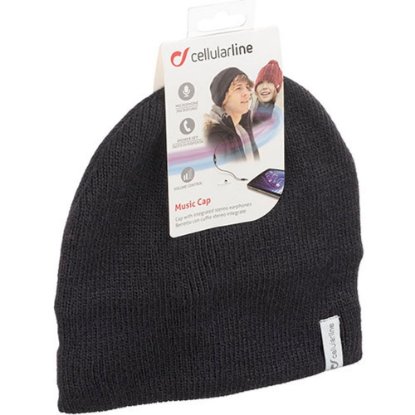 Glazbena zimska kapa CELLULARLINE, crna