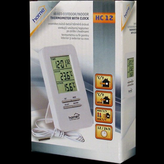 Vremenska stanica HOME HC 12, sa satom i žičnom vanjskom jedinicom