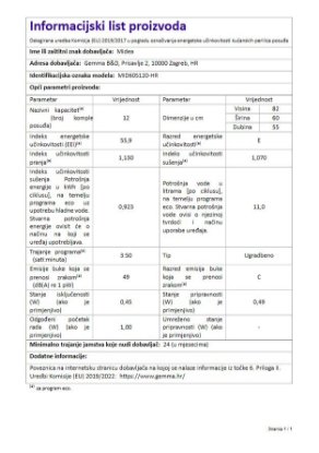 Ugradbena perilica posuđa MIDEA MID60S120-HR, 60 cm, 12 kompleta, energetski razred E, inox