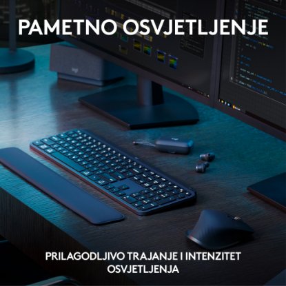 Tipkovnica + miš LOGITECH MX Keys S Combo, bežični, US layout, sivi