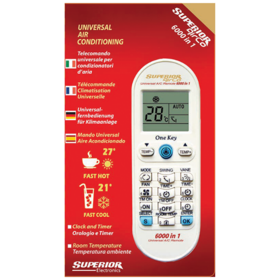 Univerzalni daljinski upravljač za klima uređaje SUPERIOR RC AirCo, 6000 kodova