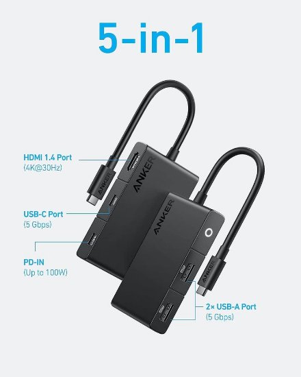 Docking station ANKER 332, USB-C na 2x USB 3.2 Gen 1, 2x USB-C, HDMI, crni