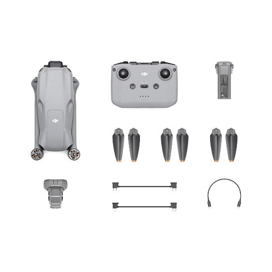 Dron DJI Air 3, 4K UHD kamera, 3-axis gimbal, vrijeme leta do 46min, upravljanje daljinskim upravljačem, sivi