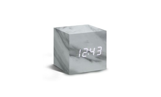 Digitalni sat GINGKO Cube Click Clock, budilica sa alarmom, mramor