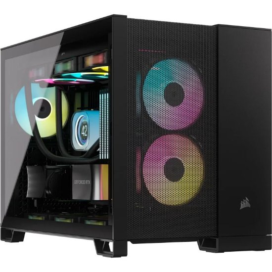 Kućište CORSAIR 2500D Airflow Dual chamber, RGB, window, MIDI, ATX, crno, bez napajanja