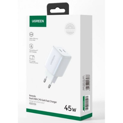 Kućni punjač UGREEN Nexode Mini, 45W, 2xUSB-C, bijeli