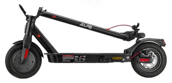 Električni romobil ALFA E-POWER AS30, autonomija do 30km, brzina 25km/h, kotači 10˝, crni