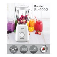 Blender VIVAX HOME BL-600G, 600W, 1,5 L stakleni vrč, 2 brzine + pulse funkcija, funkcija drobljenja leda