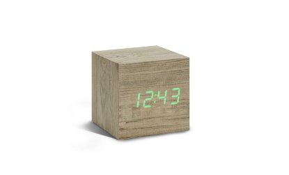 Digitalni sat GINGKO Cube Click Clock, budilica sa alarmom, drveno kućište, jasen